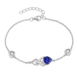 Inpasne Infinity Celtic Knot Bracelet 925 Sterling Silver December Birthstone Tanzanite Bracelet Irish Jewelry Gifts for Women