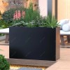 Large Rectangular Black Galvanized Steel Planter Boxes Outdoor Garden Flower