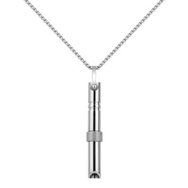 Mikovivi Mindfulness Breathing Necklace, Titanium Steel Anxiety Relief Breathlace Silver Whistle Quit Smoking Necklace for Women Men Meditation(Style 1)