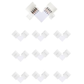MELIFE 10PCS LED Light Connectors, 4 Pin L Shape LED Strip Light Connector, Solderless LED Corner Connector for 10mm Wide RGB SMD 5050 3528 LED Light Strips