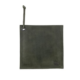 Rustic Leather Hot Pot Pad (Potholder), Double Layered, Double Stitched and Handmade by Hide & Drink (Smoke)