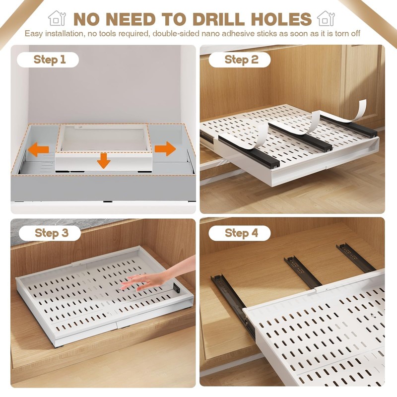 Seinloes 2 Pack Pull Out Cabinet Organizer With Raising Pad