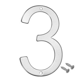 M METERXITY 1-Pack House Number, 4 Inch 304 Stainless Steel Mailbox Number Door Number Signage for Garden/Hotel/Mailbox/Address/Sign, House Number for Outside [Number 3, Silver]