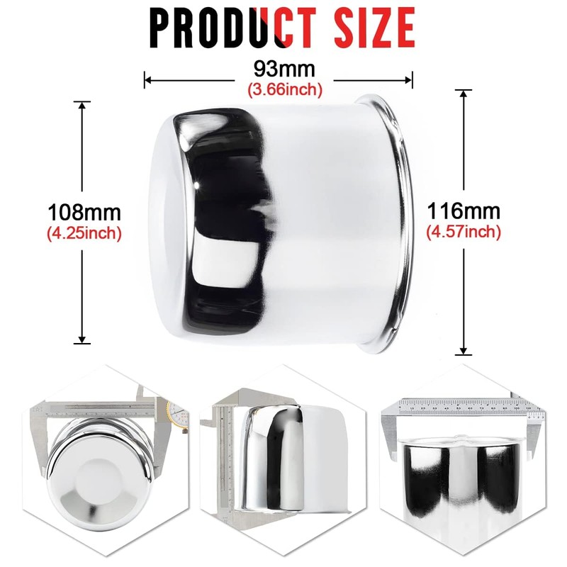 RTRHINOTUNING 4Pcs 4.25inch Push Through Wheel Center Caps for Truck