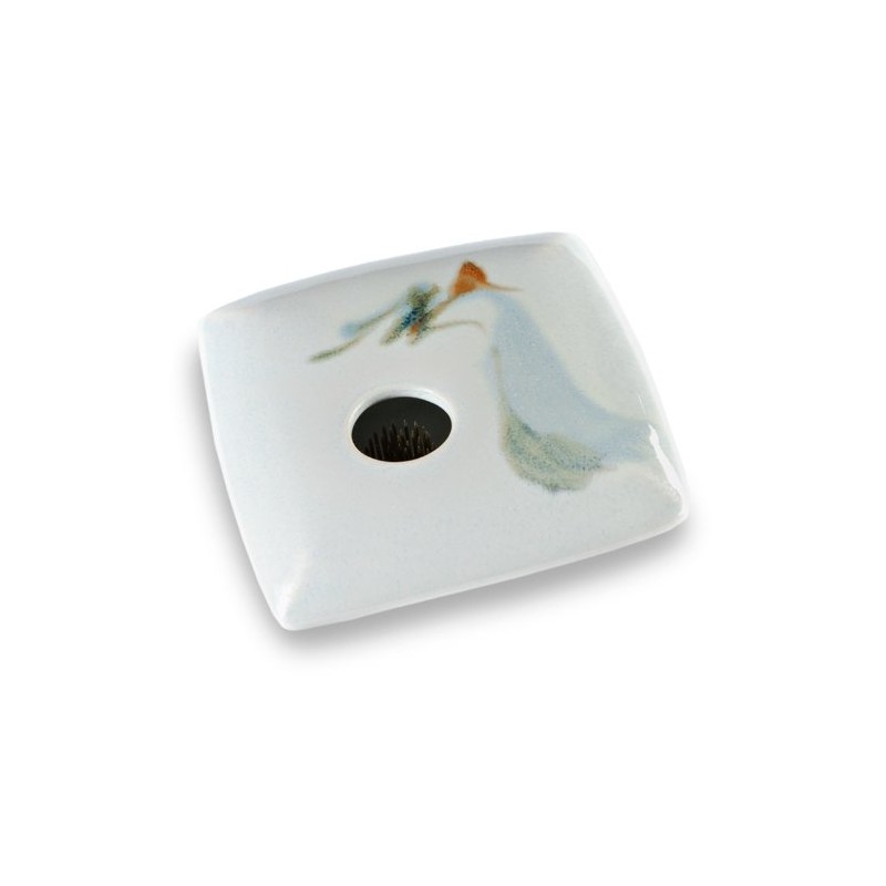 Georgetown Pottery Square Ikebana Flower Vase, Ivory Wave