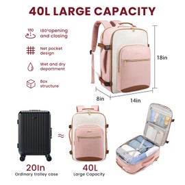 LOVEVOOK 40L Large Travel Backpack for Women Men, 17 Inch Carry on Backpack for Traveling on Airplane, Personal Item Travel Bag Airline Approved, Business Causal Weekender Backpacks