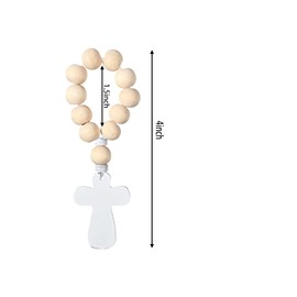 10 Pieces Wooden Catholic Rosary Beads Set with Crucifix Pendant Comes with White Mesh Bags - Bulk Wooden Rosary for Baptism First Communion Confirmation Baby Shower Bridal Shower - Unisex