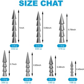 Fishing Weight Sinker Tungsten Nail Sinker Weights Fishing Tackle Lure Baits Various Sizes Tungsten Worm Insert Fishing Weights (1.3g (Pack of 10))