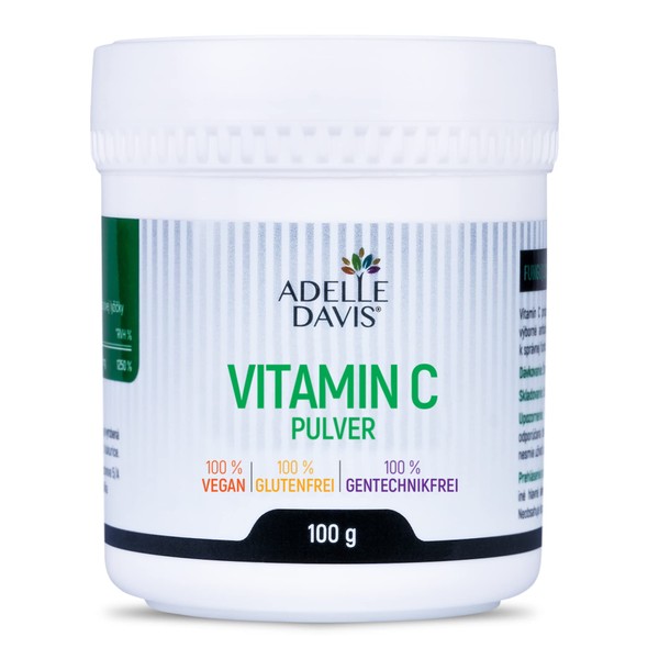 Adelle Davis® Vitamin C Powder, 100 g, Pure Ascorbic Acid from Fermentation of GMO-Free Corn, Pharmaceutical Quality