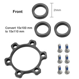 Adapter for front wheel disc brake, bicycle brake discs adapter, alloy bicycle hub adapter conversion kit front 100 x 15 to 110 x 15 - rear 142 x 12 to 148 x 12 bicycle freewheel thread hub rotor