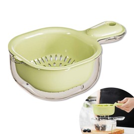 Pcmursal Fruit Strainer Dual-Layer Veggie Colander Draining Basket with Handle, Kitchen Dual-Layer Draining Basket with Handle, Dual-Layer Draining Basket Handy Mini Berry and Tomato Washer