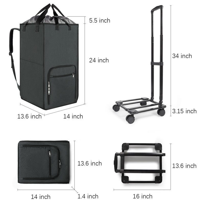 Bukere Extra Large 3 in 1 Rolling Laundry Backpack Bag