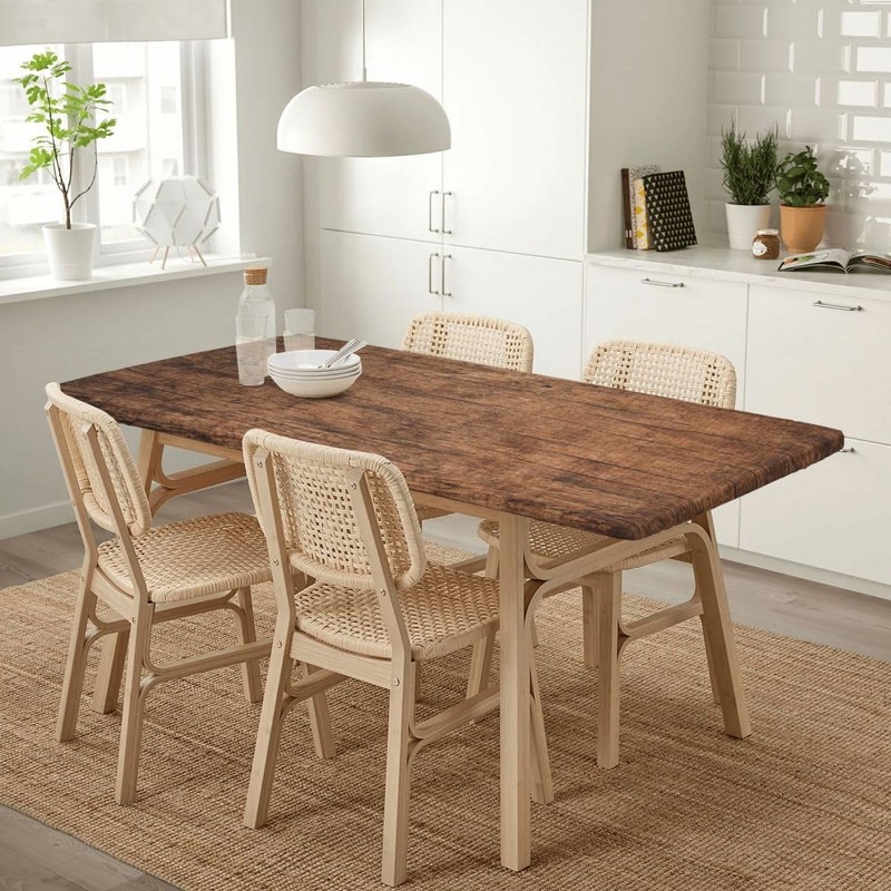 LKEZYOEL Fitted Rectangle Table Cloth for 4ft Table Old Brown