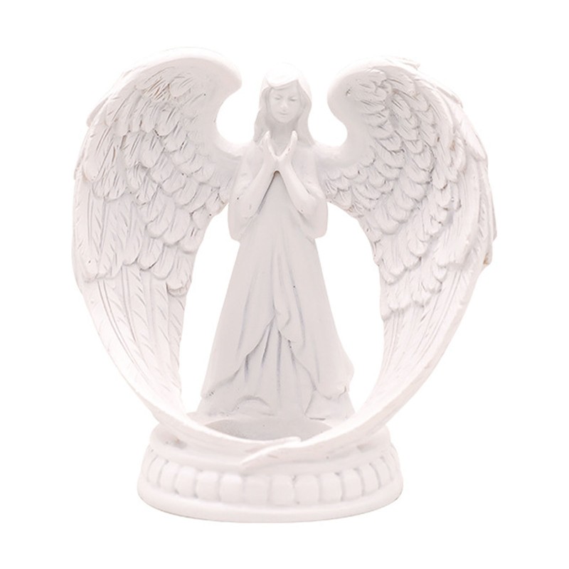 Prayer Angel Candlestick Pure White Wing Angel Prayer Statue for