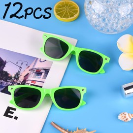 MIAHART 12 Pack Kids Party Sunglasses Bulk Summer Party Favors Retro Glasses for Boys and Girls Birthday Party Supplies, Green
