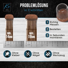 Chair Leg Caps, Round, Brown, Pack of 16, Felt Gliders for Chairs, Diameter 16-20 mm, Protective Caps for Chair Legs, Chair Leg Protectors, Floor Protectors for Chairs with Felt, Gliders for Chairs