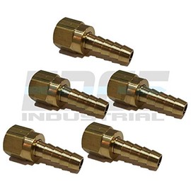 EDGE INDUSTRIAL 5/16" Hose ID to 5/16" 45° SAE/37° JIC Dual SEAT Female Flare Brass Swivel Connector Fuel/AIR/Water/Oil/Gas/WOG (Qty 05)