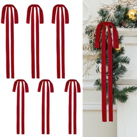 Wironlst - 12 lazos de terciopelo para Navidad, grandes lazos de terciopelo clásico para árbol de Navidad, guirnaldas, escaleras, decoraciones navideñas (rojo)