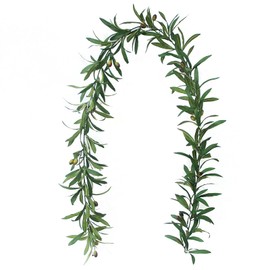 73'' Artificial Olive Leaf Vines Rattan Ivy Vines Leaf Greenery Garland with Fruit Artificial Hanging Leaves Vines for Wedding Party Home Garden Front Door Wall Decor Green