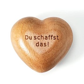 Lucky Charm for Him and Him Advent Calendar Filling Christmas Wooden Heart Worry Stone with Du schaffst das! Lucky Stone Lucky Charm for Family and Friends Courage Men Gift Christmas