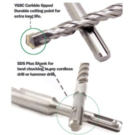 MAX-CRAFT SDS-Plus Rotary Hammer Rock Drill Bit 1 in.x 10 in. Carbide Tip Drill Mason Concrete Stone-5Pcs
