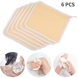 6 Pack Exfoliang Face and Body Wash Bath Scrub Soft Weave Bath Towel Massage Cloth for Women and Man, Two Sides