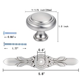 YCSJ Round Nobs with Backplate - 5 Pack (1-1/4” Knob and 5-4/5” Plate), Modern Gunmetal Knobs for Kitchen Cabinets Pulls, Decorative Dresser Knobs, Bathroom Door Nobs, Bedroom Closets Pulls
