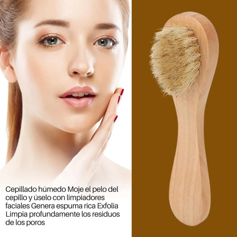 Cepillo Facial Exfoliante Piel Muerta Bambú Skin Care 2pz F