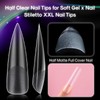 INENK No C Curve XXL Stiletto Nail Tips, Half Matte