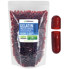 XPRS Nutra Size 1 Empty Capsules - Clear Red Colored Empty Gelatin Capsules - Empty Pill Capsules - DIY Supplement Capsule Filling - Fillable Color Gel Caps Pills (1000 Count)