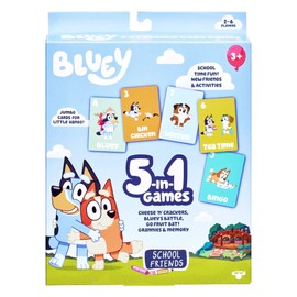 Bluey 5 en 1, 5 Juegos de Cartas Favoritos en el Paquete único y Sus Amigos de la Escuela, Multicolor (17375)