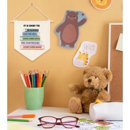 It is Okay to-Classroom Decor-Canvas Hanging Pennant Flag Banner Wall Sign Decorations-Suitable for Classroom/Office/Bedroom/Nursery Room/Psychotherapy Room Decor