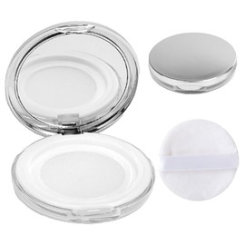 JUJUGO Powder Case, 0.2 oz (5 g), Ultra Thin, Refillable Container, Powder Compact, For Travel, With Puff Included, Clear Loose Powder Case