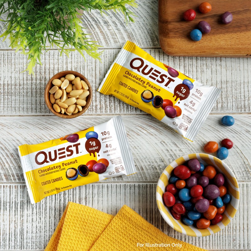 Quest Nutrition Coated Candies, Chocolatey Peanut, 1g Sugar, 10g Protein,