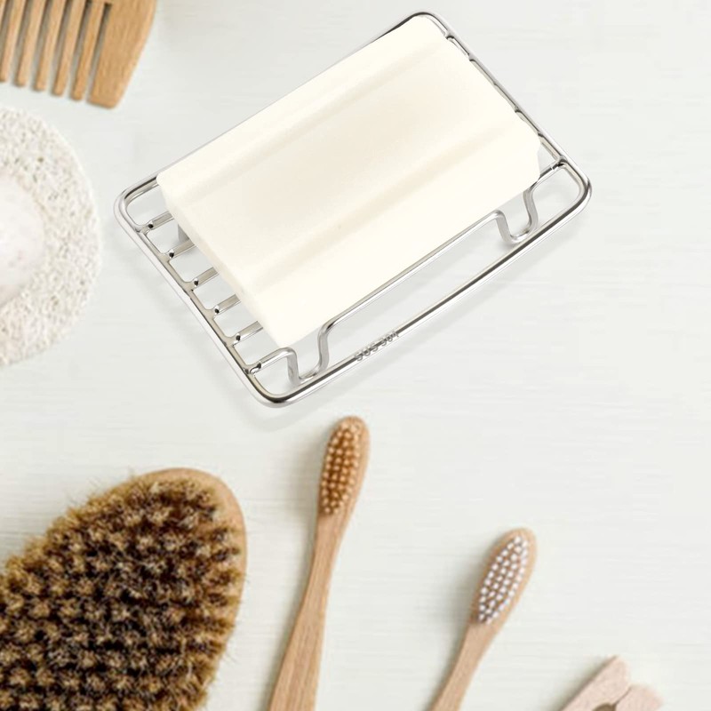 Stainless Steel Wire Bar Soap Dish, Draining Sponge Holder, Countertop