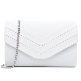 Milisente Women's Suede Clutch, Envelope Crossbody / Shoulder Bag, Evening Bag - White, size: s