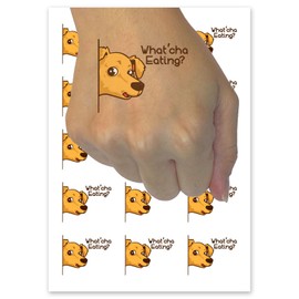 What'cha Eating Hungry Pet Dog Begging Food Temporary Tattoo Water Resistant Fake Body Art Set Collection - 15 2" Tattoos (1 Sheet)