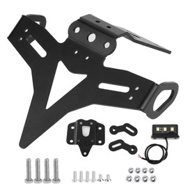 Motorcycle License Plate Rear With Led Light Replacement For Mt-07 Fz-07 2013-2020, 3mm Aluminum Plate, Black
