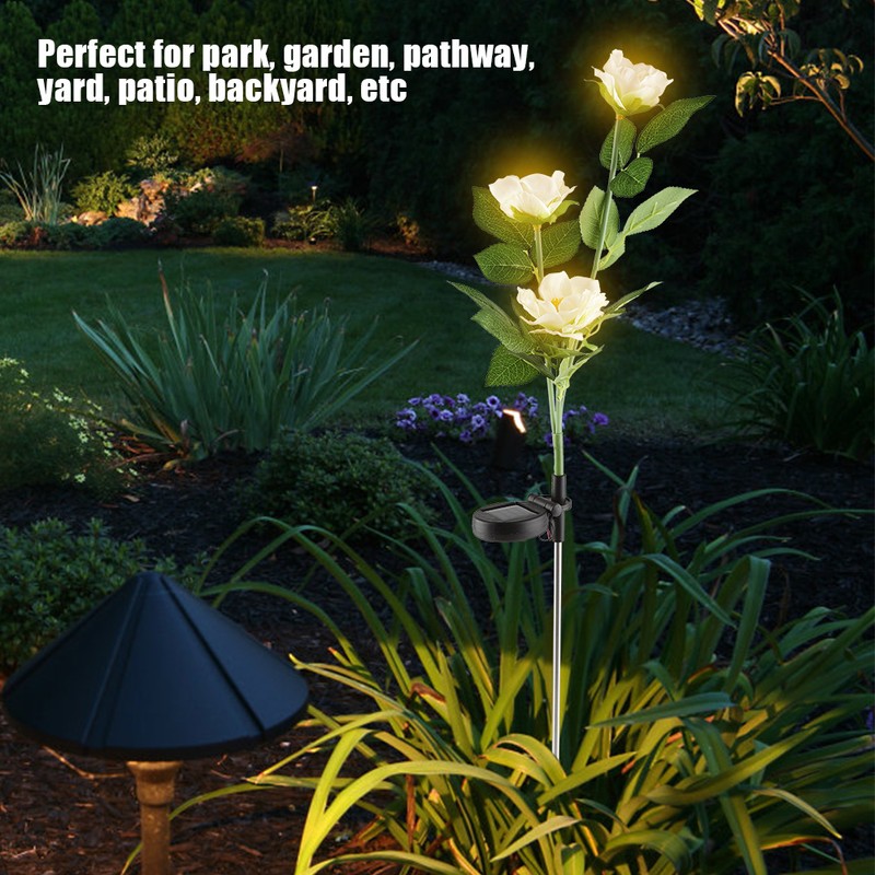 Solar Power LED Camellia Flower Light for Outdoor Yard Garden