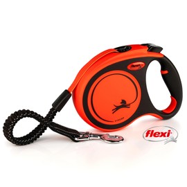 flexi Xtreme L | 5 m Extra resistant Retractable Tape Leash for Dogs up to 65 kg | Orange | Retractable Dog Lead | Soft Stop | Built-in shock absorber | Weight: 490 g | Dimensions: 13.6 x 19.2 cm