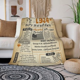 100th Birthday Decorations for Women or Men, 100th Birthday Gifts for Women Men, 100th Birthday Party Supplies, Gifts for 100 Year Old Woman Man Grandma Grandpa Dad Mom Throw Blanket 60x50 Inch