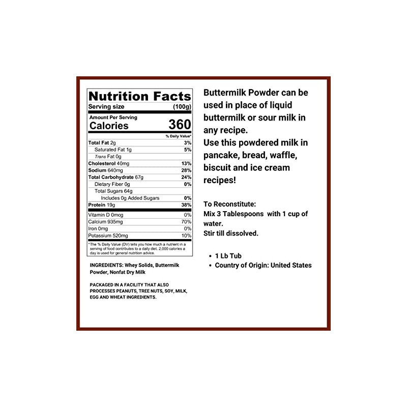 Buttermilk Powder - 1.25 Lb Container (20 Oz)