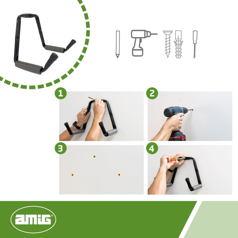 Amig - Garage, Garden or Bicycle Tool Hanger | Wall