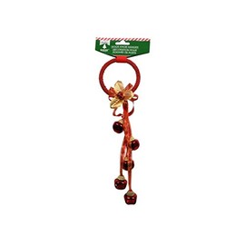 Christmas Holiday Themed Doorknob Door Hanger with Jingle Bells (Red)