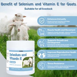 Selenium & Vitamin E Powder for Goat, Selenium Supplement for Goats, Immune System, Muscle Support & Relieve Stress Response, Selenium, Vitamin E Supplements, Goat Minerals, Suitable for All Livestock
