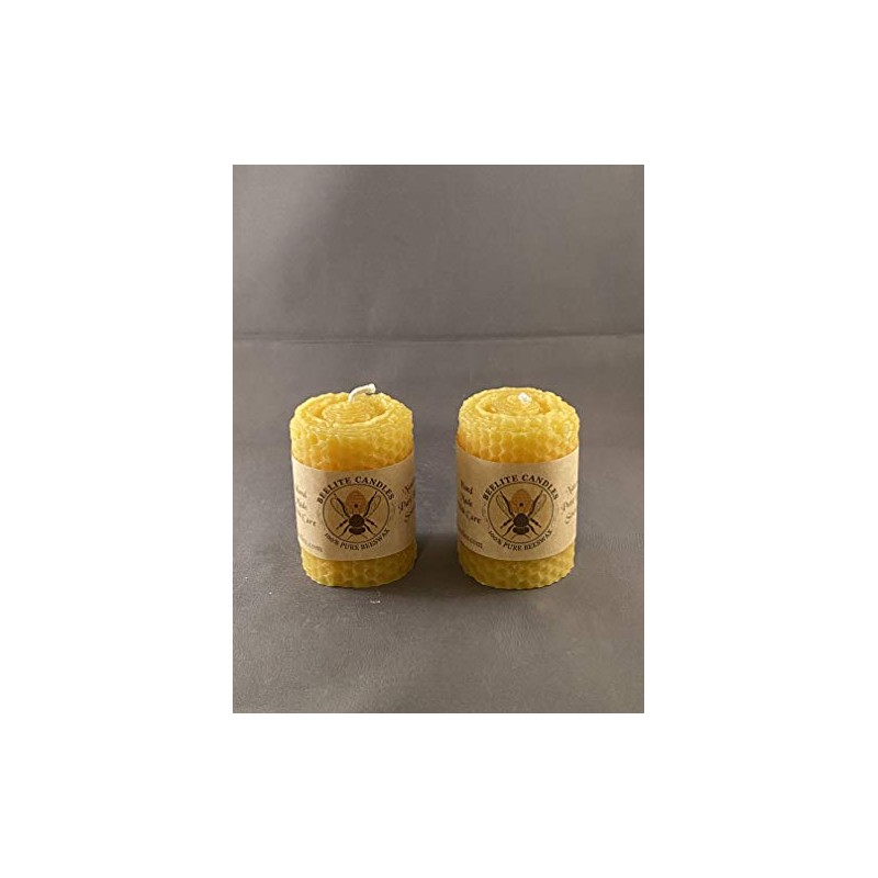 Pure Natural Beeswax Honeycomb Pillar 2-Pack (2" X 3")