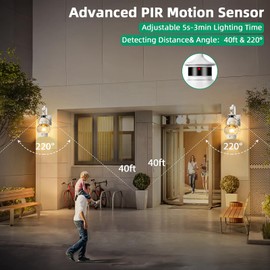 Lamomo White Outdoor Light, Exterior Front Porch Lights for House,Dusk to Dawn Motion Sensor Lights,Waterproof Anti-Rust Wall Mount Lantern for Outside,Garage(NO Bulb)