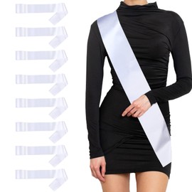8 Pack Blank Sash, White Sash Plain Satin Sashes for Pageants Graduation Birthday Bridal Shower Wedding Party DIY Supplies Senior Custom Sashes