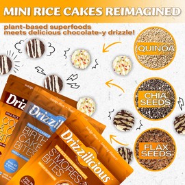 Drizzilicious Mini Rice Cakes Variety Pack- Rice Crisps, Healthy Snack for Adults and Kids, Flavored Rice Cakes, Vegan, Gluten Free Snack, Allergen Free, Only 90 Calories Per Bag- 0.74 oz (Pack of 12)