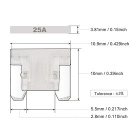 Chanzon 10pcs Low Profile Mini (Micro) Blade Fuse 25A Fast Blow